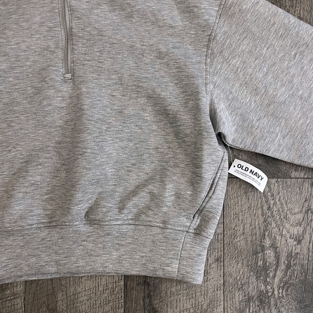 Old Navy Active Bounce Fleece Quarter Zip Pullover Gray Cropped Sweatshirt XS - Picture 5 of 9